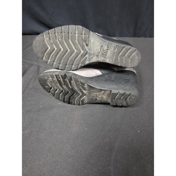 Sorel Boots Size 6.5 Gray Black After Hours Wedge Heel Leather Bootie Shoes - Picture 5 of 7